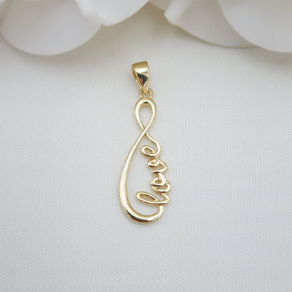 14k Gold Cursive Love Infinite Pendant - Fine Jewelry - For Her