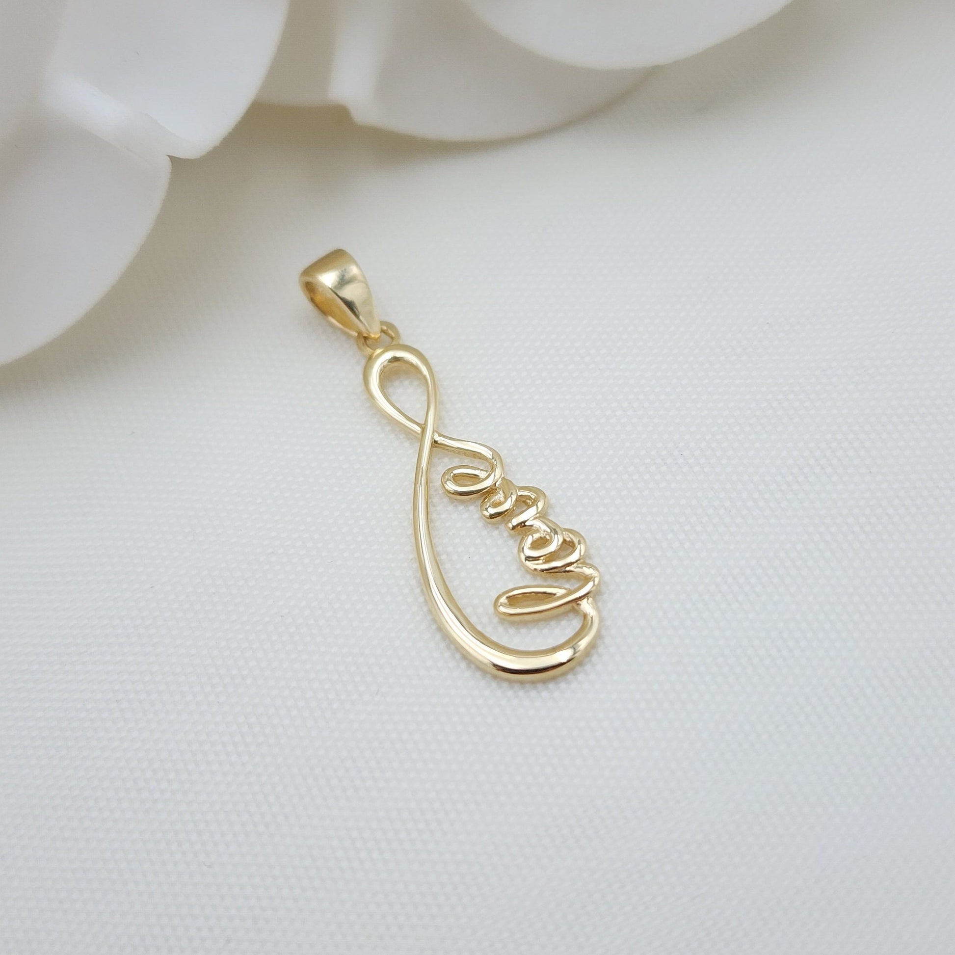 14k Gold Cursive Love Infinite Pendant - Fine Jewelry - For Her