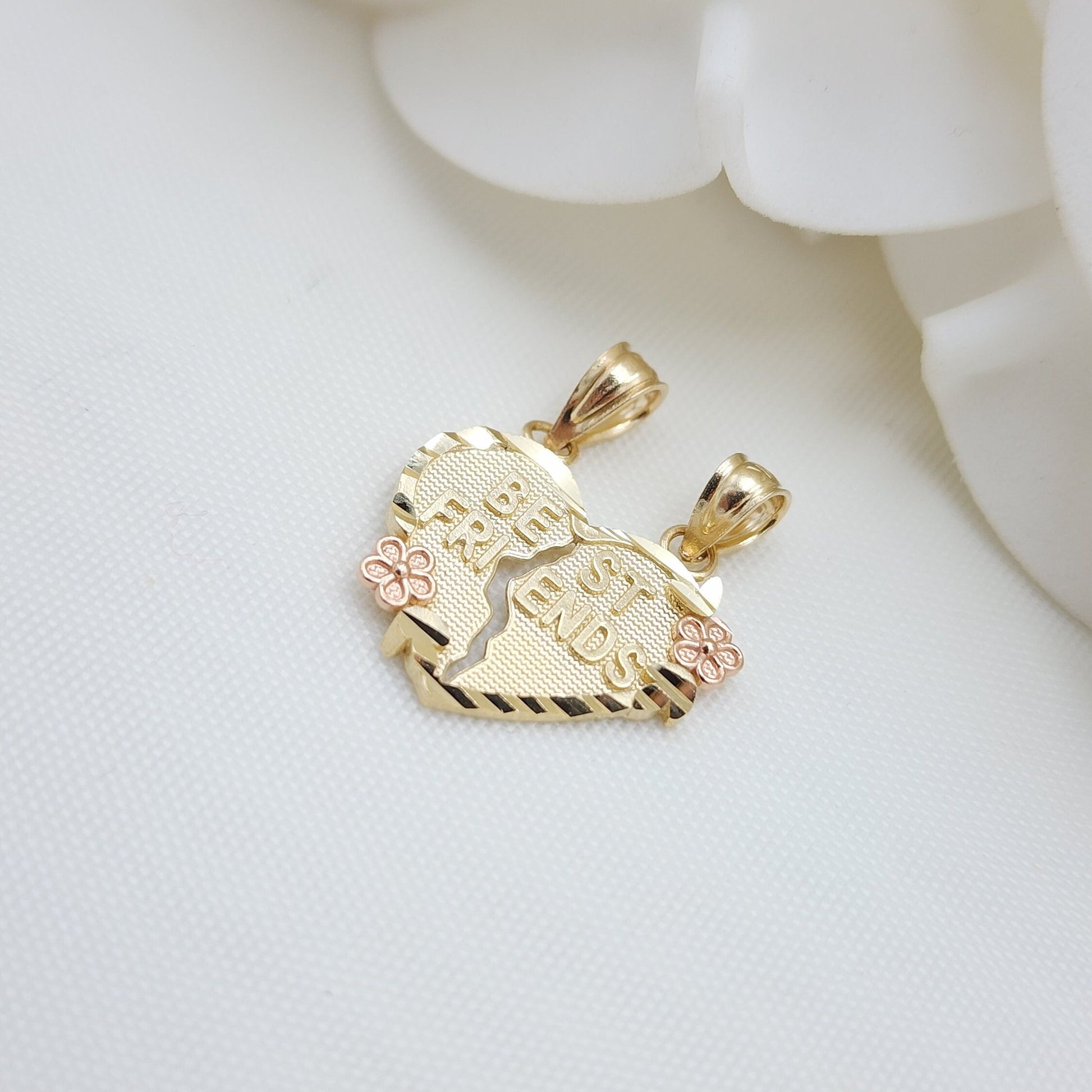 Solid 14k Gold Best Friends Breakable Heart Pendant - Fine Jewelry - Perfect Gift - BFF