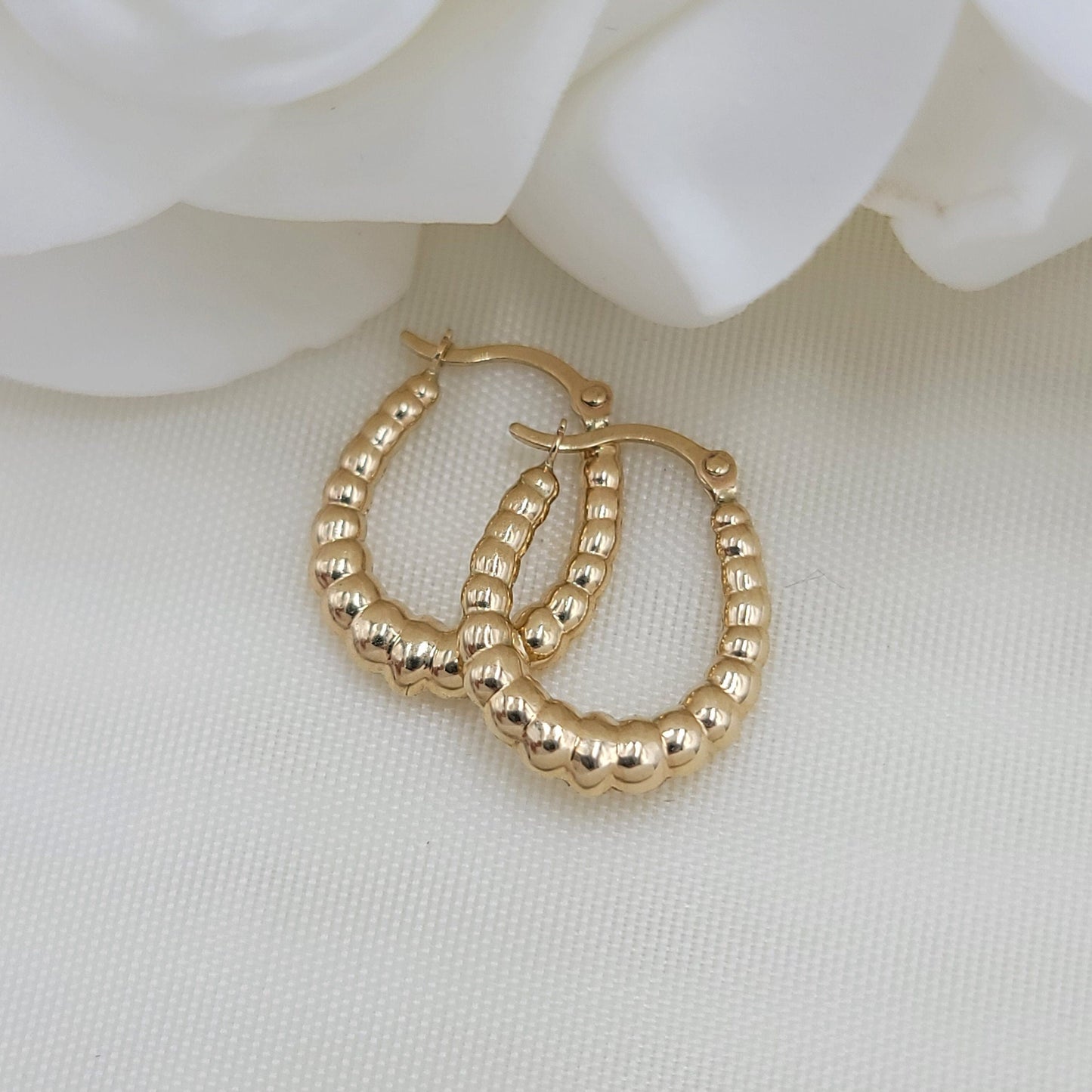 14k Mini Croissant Hoop Earrings - Modern Jewelry - 100% Gold