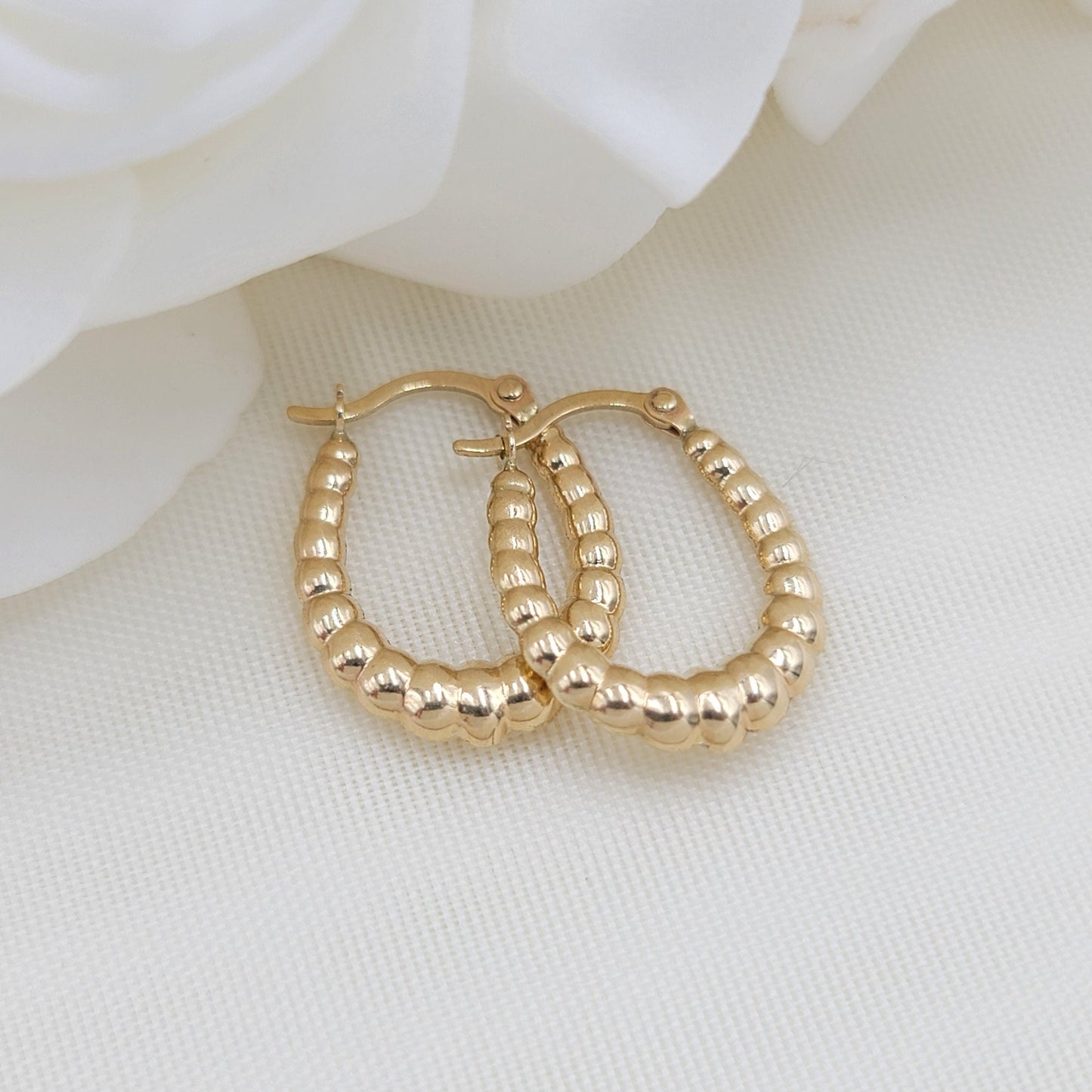 14k Mini Croissant Hoop Earrings - Modern Jewelry - 100% Gold