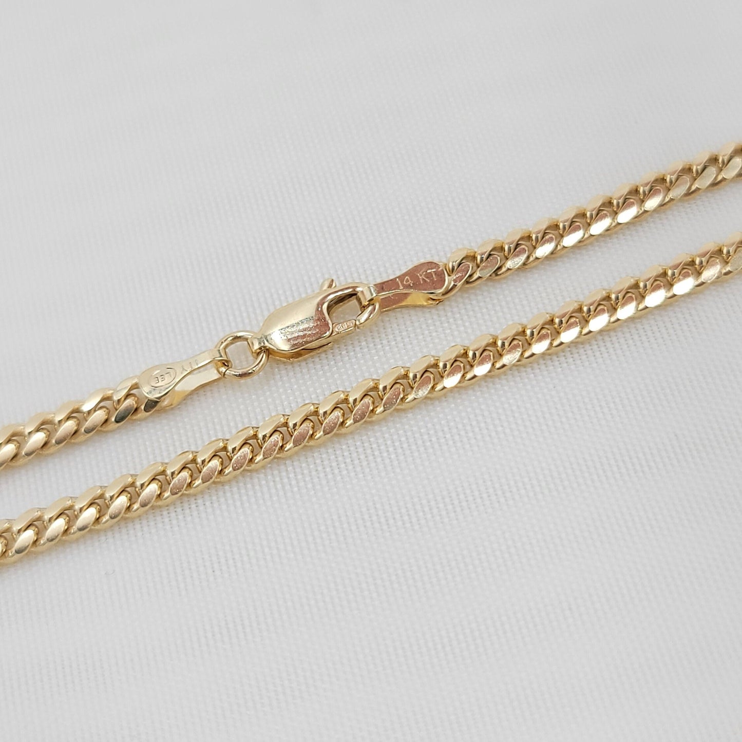 Solid 14k Gold Miami Cuban Chain - 3.3mm - 16", 18", 20", 22", 24", Inches - For Him - For Her