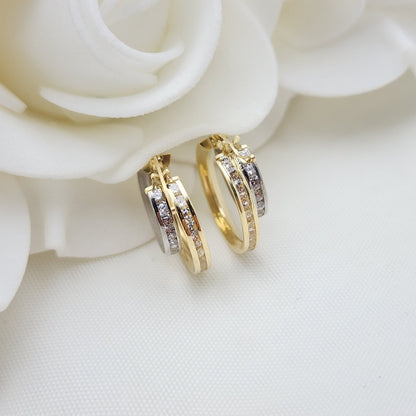 16mm 14k Gold 2 Colors Double Hoop Earrings - 4.5mm Thick - Modern Jewelry - For Her