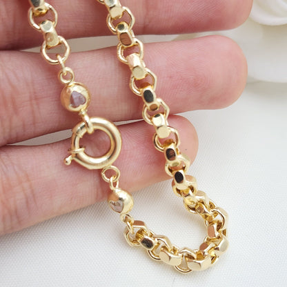 5mm 14k Hexagon Rolo Bracelet - 7.5 Inches - For Her - Fine Jewelry