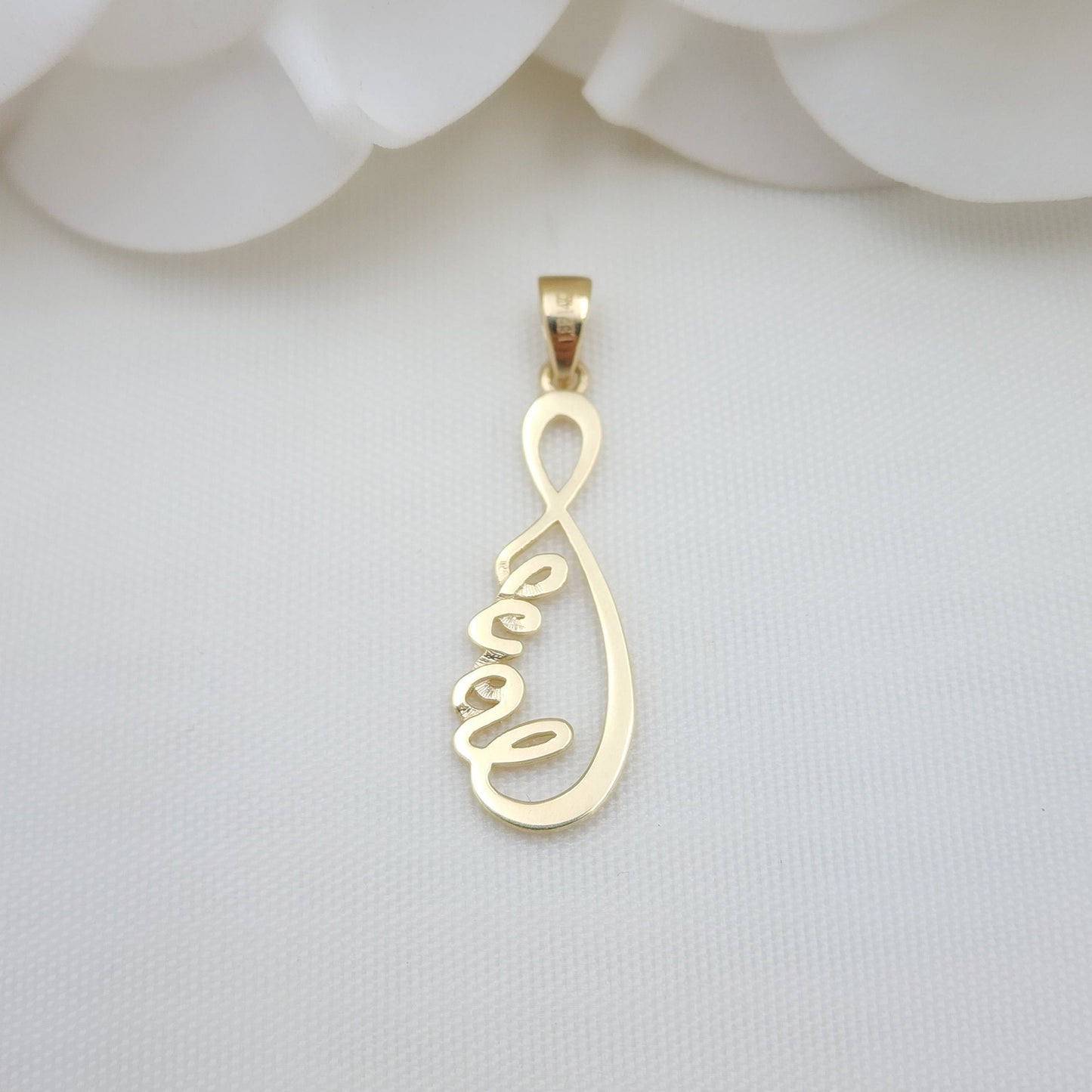 14k Gold Cursive Love Infinite Pendant - Fine Jewelry - For Her