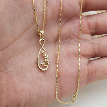 14k Gold Cursive Love Infinite Pendant - Fine Jewelry - For Her