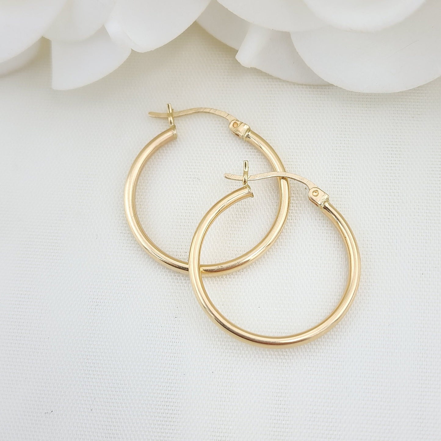 Real 14k Gold Plain Polished Hoop Earrings - 1 Inch - 25MM - 4MM, 3MM, 2MM, 1.5MM Thick - Perfect Gift- For Her