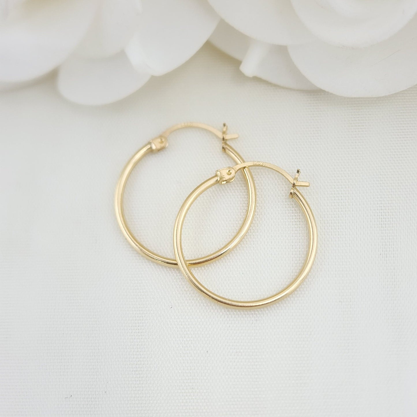 Real 14k Gold Plain Polished Hoop Earrings - 1 Inch - 25MM - 4MM, 3MM, 2MM, 1.5MM Thick - Perfect Gift- For Her