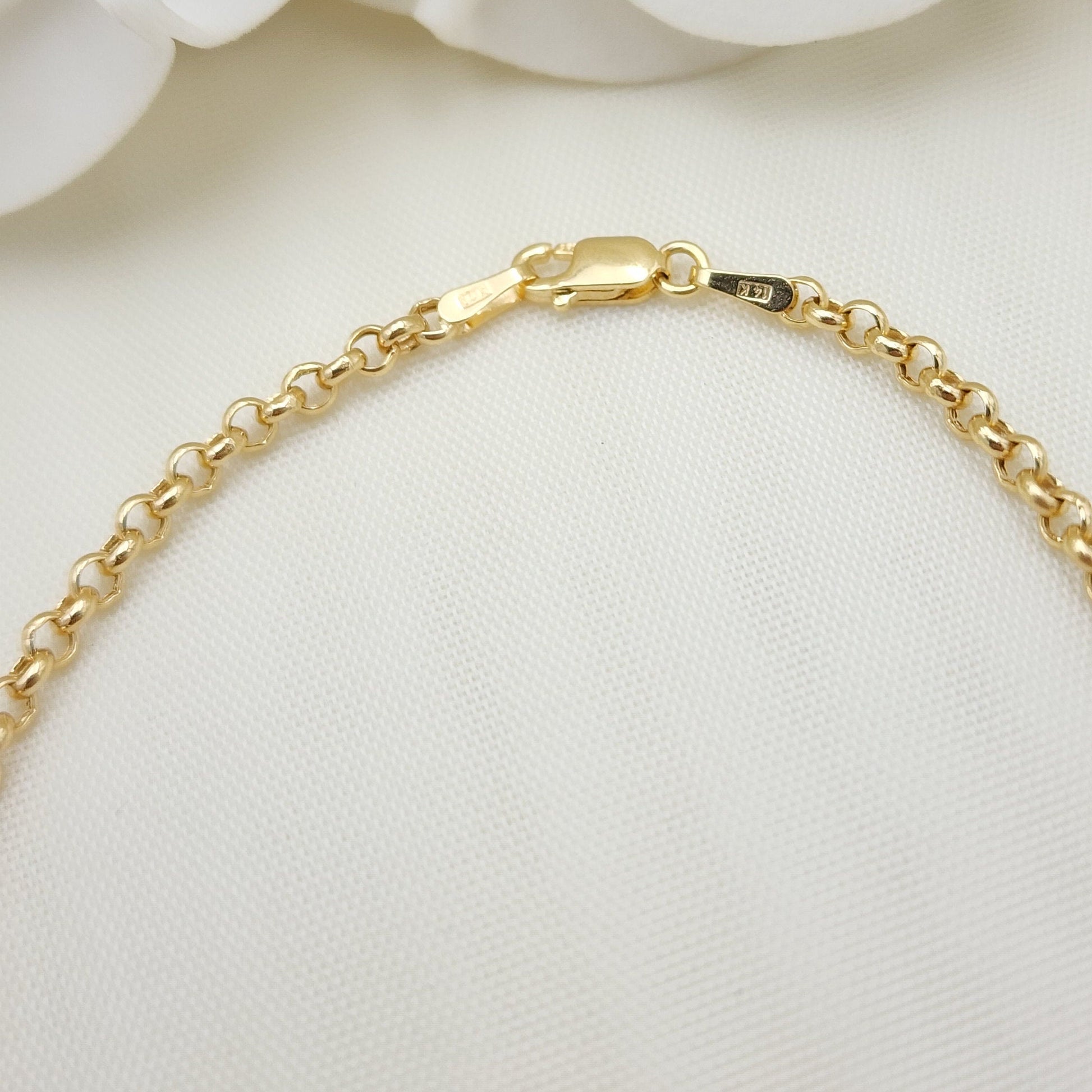 14k Yellow Gold Rolo Bracelet - Made in Italy - 7.5 Inches - 3MM - For Her