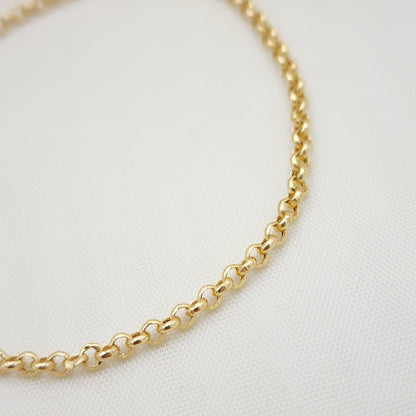 14k Yellow Gold Rolo Bracelet - Made in Italy - 7.5 Inches - 3MM - For Her