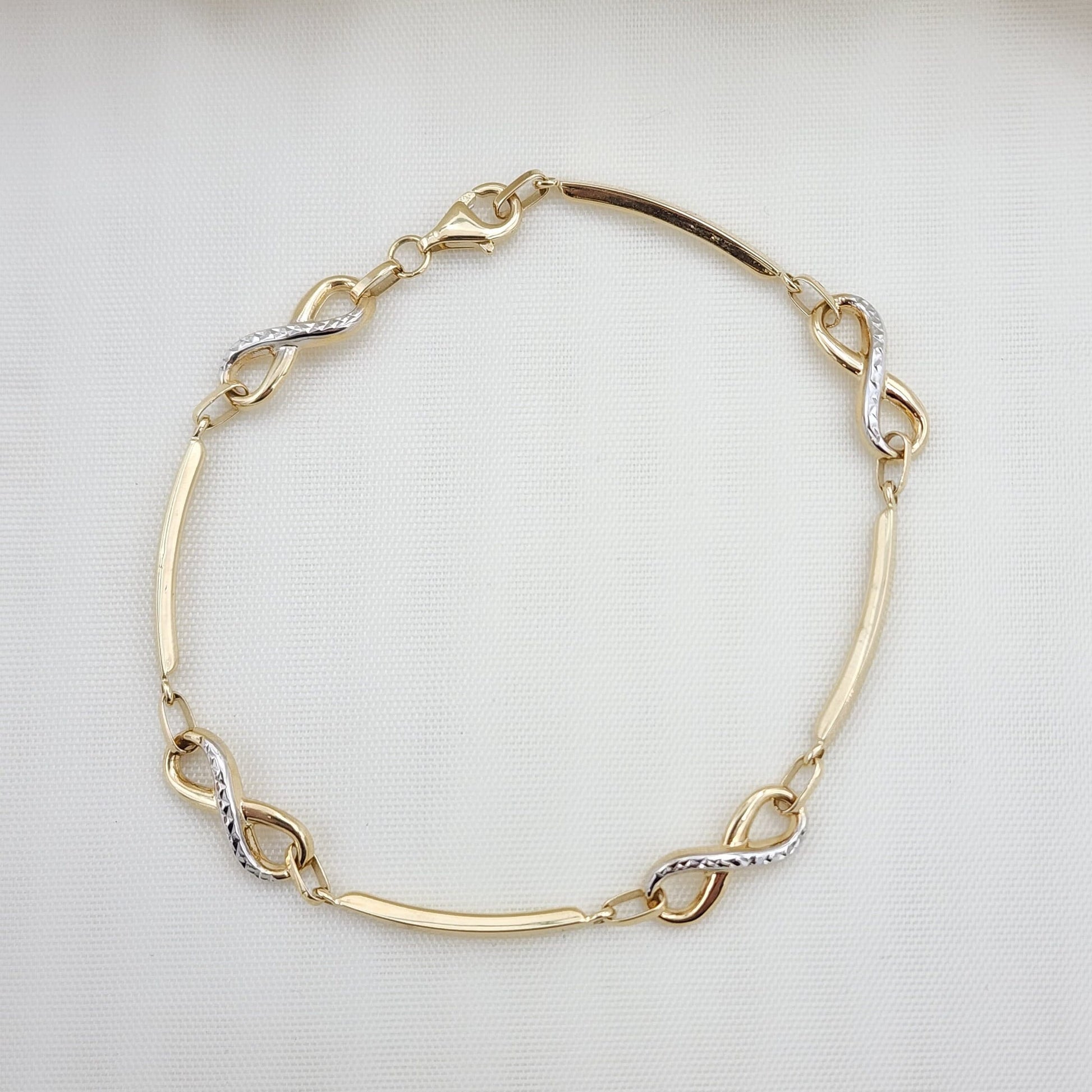 14k Gold Infinity Bracelet - 7.5 Inches - Modern Jewelry - For Her