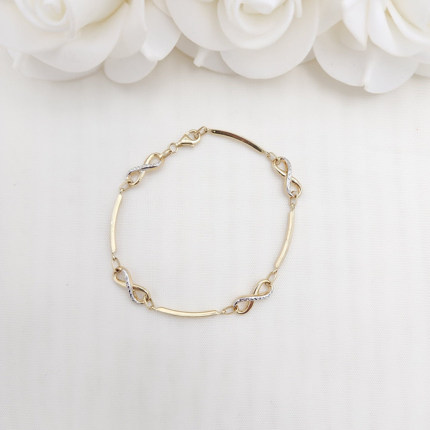 14k Gold Infinity Bracelet - 7.5 Inches - Modern Jewelry - For Her