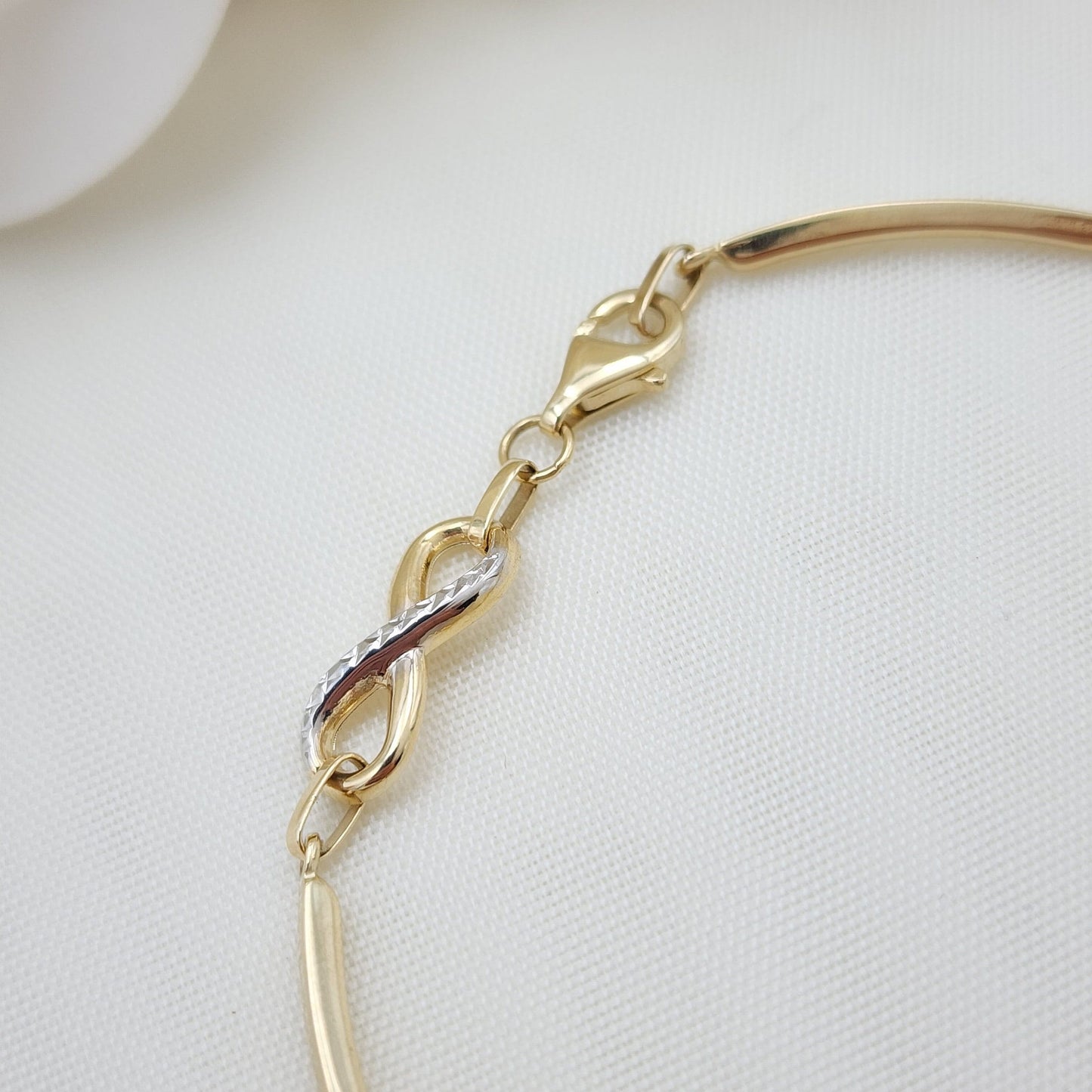 14k Gold Infinity Bracelet - 7.5 Inches - Modern Jewelry - For Her