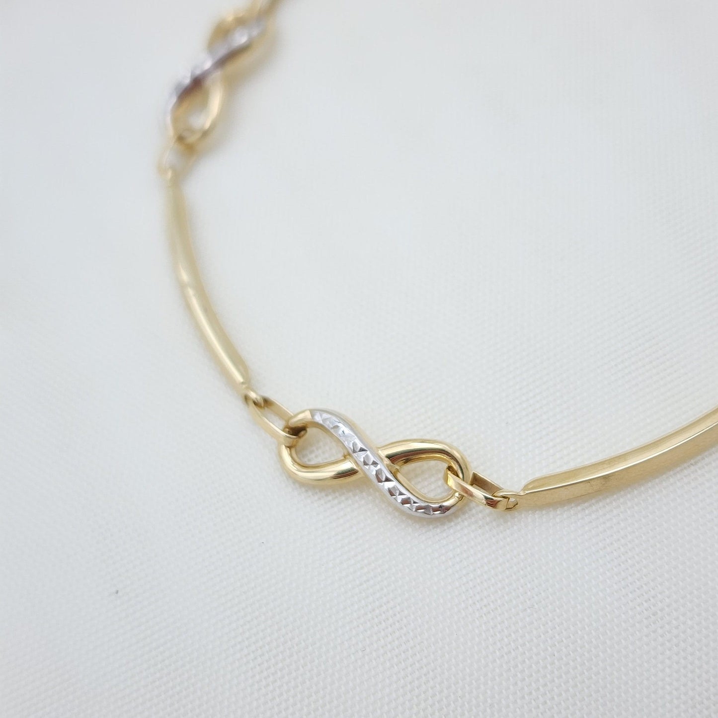 14k Gold Infinity Bracelet - 7.5 Inches - Modern Jewelry - For Her