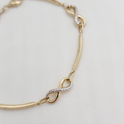 14k Gold Infinity Bracelet - 7.5 Inches - Modern Jewelry - For Her