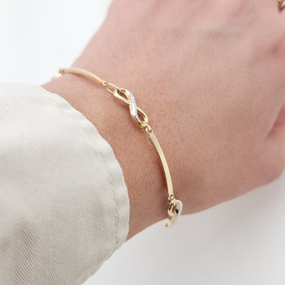 14k Gold Infinity Bracelet - 7.5 Inches - Modern Jewelry - For Her