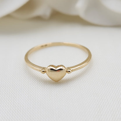 Dainty Solid 14k Gold Polished Heart Ring - Stackable Ring - Fine and modern