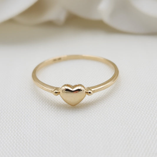 Dainty Solid 14k Gold Polished Heart Ring - Stackable Ring - Fine and modern