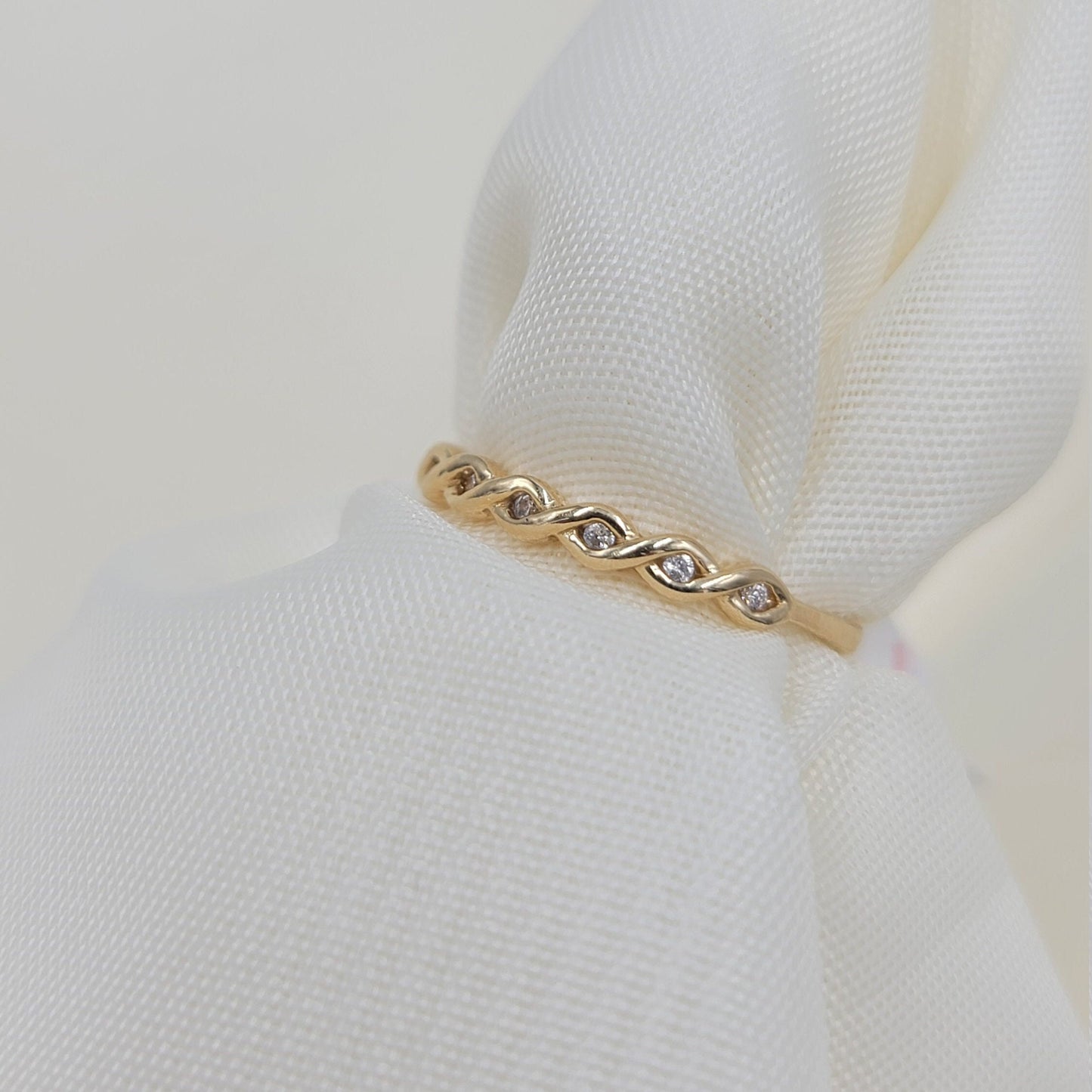 Solid 14k Gold Doble Helix ring - Stackable Rings - Fine Jewelry