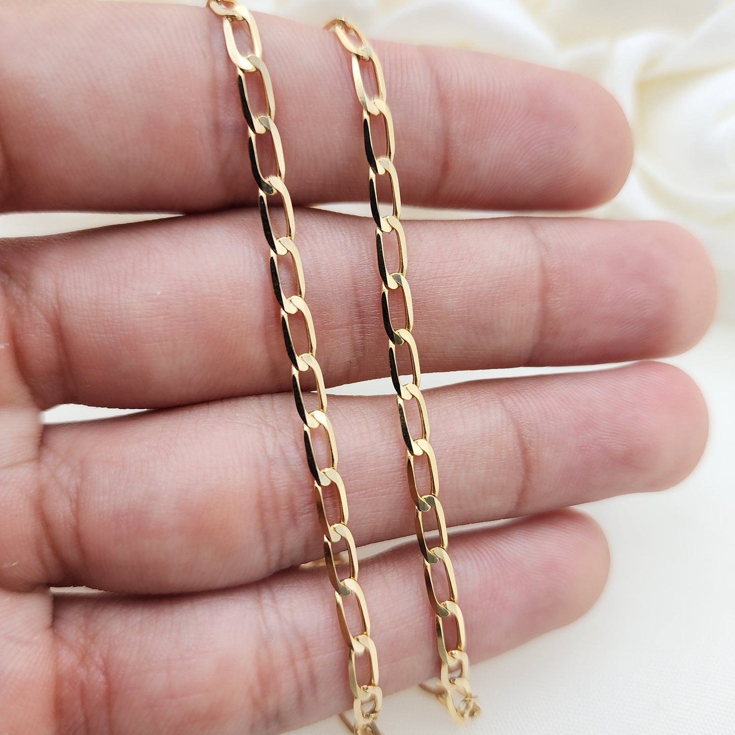 Solid 14k Gold Oval Link Necklace Chain - Real 14k Yellow Gold Jewelry - 1.5MM, 2MM, 3MM - 14", 16", 18", 20", 22", 24" - Unisex