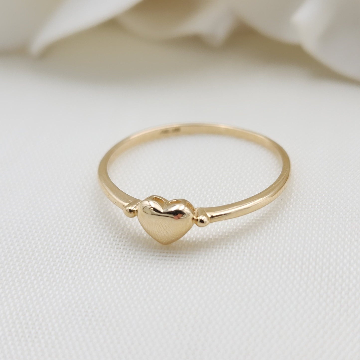 Dainty Solid 14k Gold Polished Heart Ring - Stackable Ring - Fine and modern