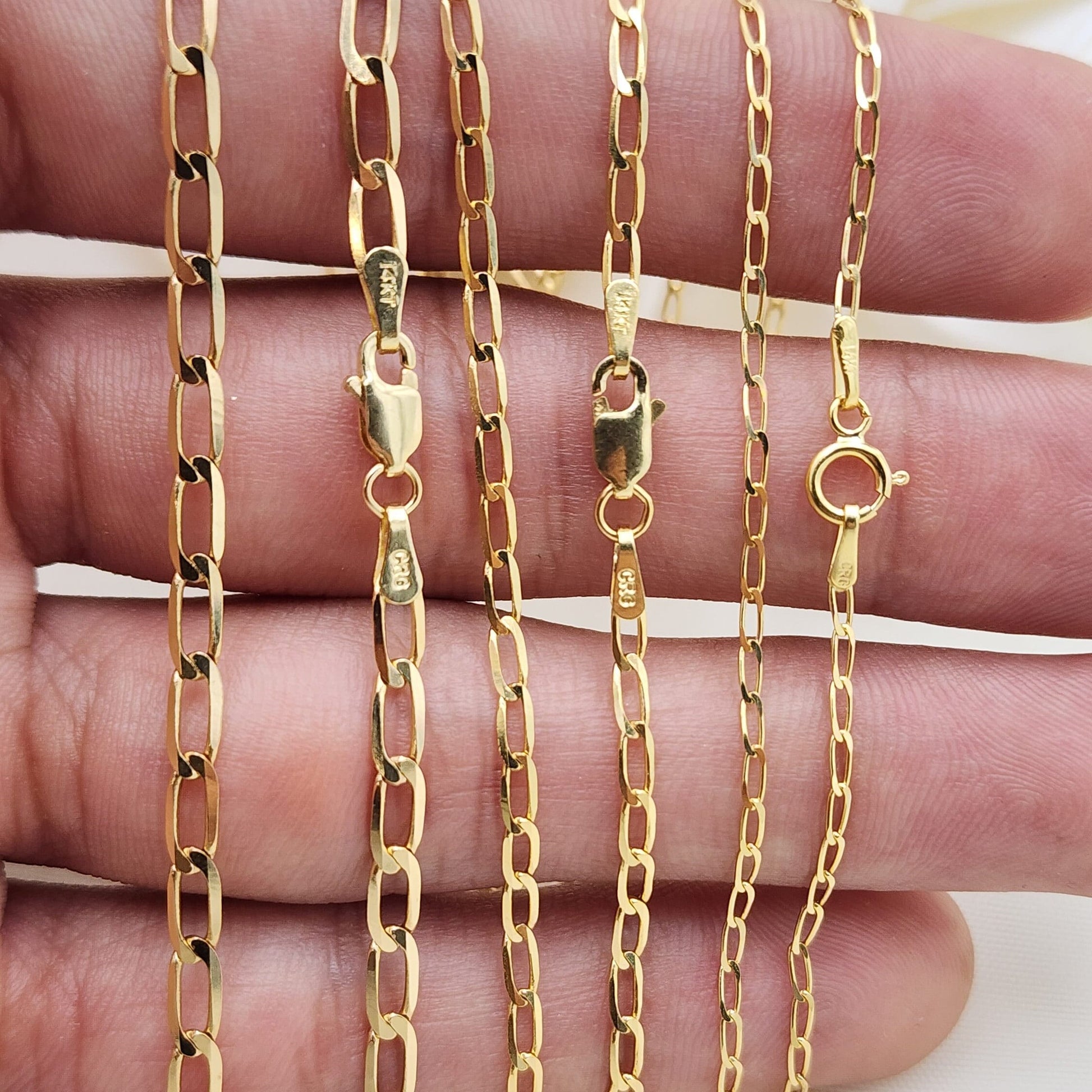 Solid 14k Gold Oval Link Necklace Chain - Real 14k Yellow Gold Jewelry - 1.5MM, 2MM, 3MM - 14", 16", 18", 20", 22", 24" - Unisex