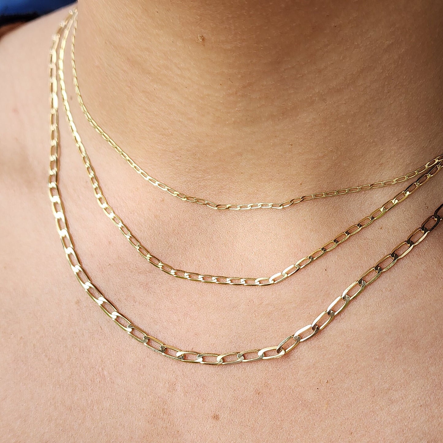 Solid 14k Gold Oval Link Necklace Chain - Real 14k Yellow Gold Jewelry - 1.5MM, 2MM, 3MM - 14", 16", 18", 20", 22", 24" - Unisex