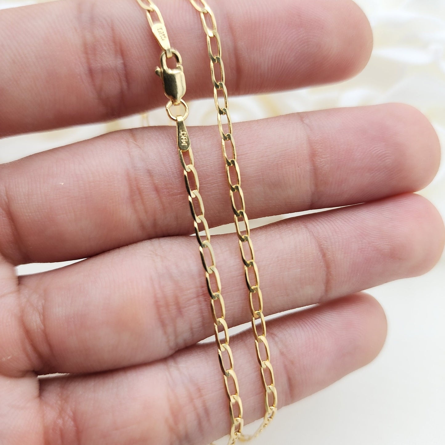 Solid 14k Gold Oval Link Necklace Chain - Real 14k Yellow Gold Jewelry - 1.5MM, 2MM, 3MM - 14", 16", 18", 20", 22", 24" - Unisex