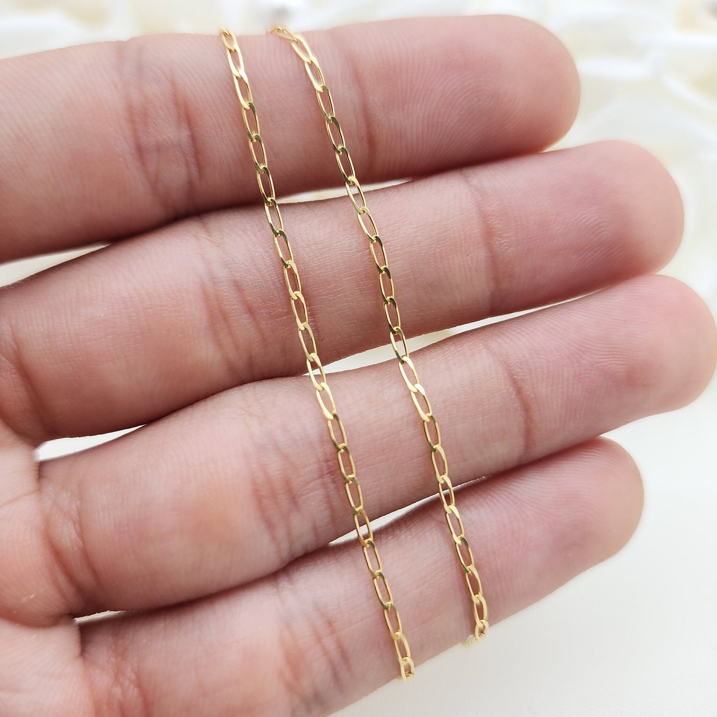 Solid 14k Gold Oval Link Necklace Chain - Real 14k Yellow Gold Jewelry - 1.5MM, 2MM, 3MM - 14", 16", 18", 20", 22", 24" - Unisex