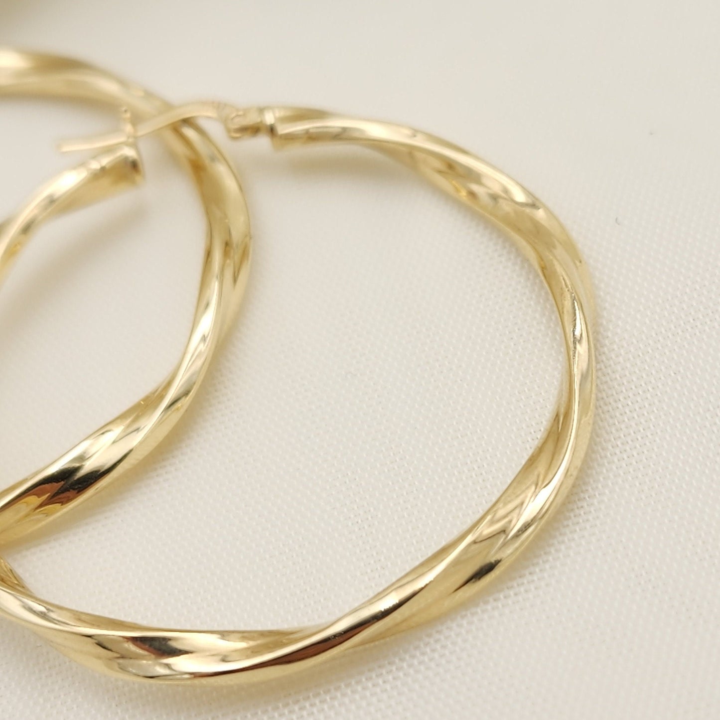 Real 14k Gold 3mm Twisted Hoop Earrings - 42mm - Real Gold - Fine Modern Jewelry For Her - Perfect Birthday, anniversary gift