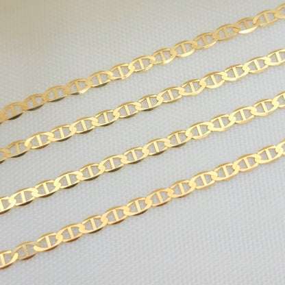 Solid 14k Gold 2MM Mariner Link chain - 16" to 24" - Anchor link - Fine Jewelry - 100% Gold