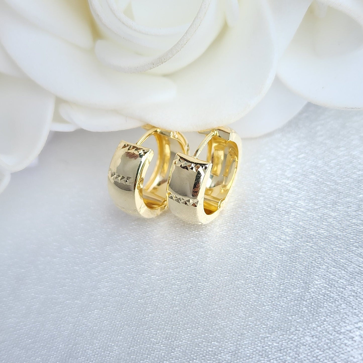 Solid 14k Gold 6mm Thick Huggie Earrings - 17mm - Real Gold- Extra Secure Earrings