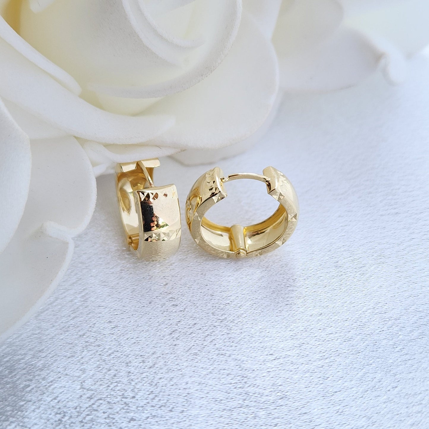 Solid 14k Gold 6mm Thick Huggie Earrings - 17mm - Real Gold- Extra Secure Earrings