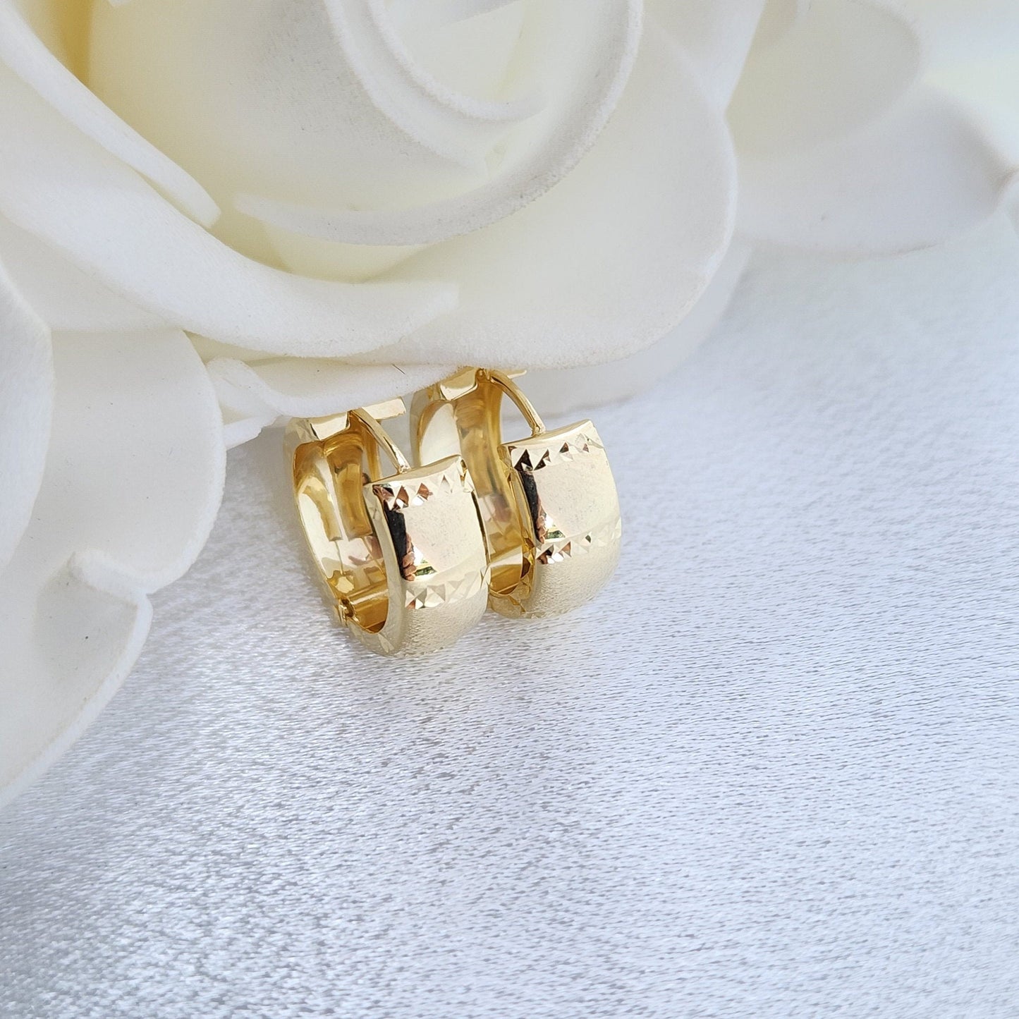 Solid 14k Gold 6mm Thick Huggie Earrings - 17mm - Real Gold- Extra Secure Earrings