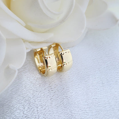 Solid 14k Gold 6mm Thick Huggie Earrings - 17mm - Real Gold- Extra Secure Earrings