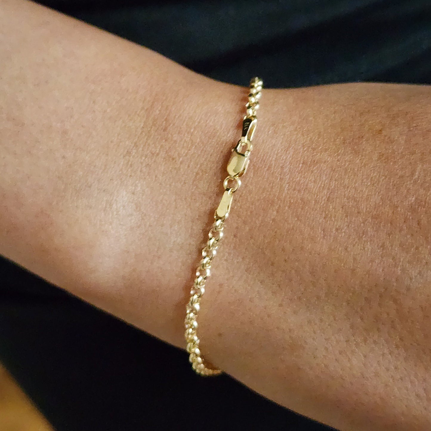 14k Yellow Gold Rolo Bracelet - Made in Italy - 7.5 Inches - 3MM - For Her