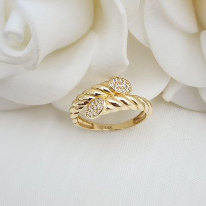 Solid 14k Gold Double Twisted Ring - Fine Jewelry - Real 14k Gold