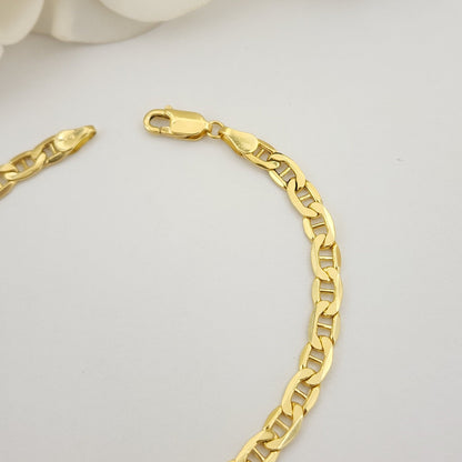 Real 14k Gold Mariner Link Bracelet - Anchor Link - 4.6MM - Perfect Gift - Unisex