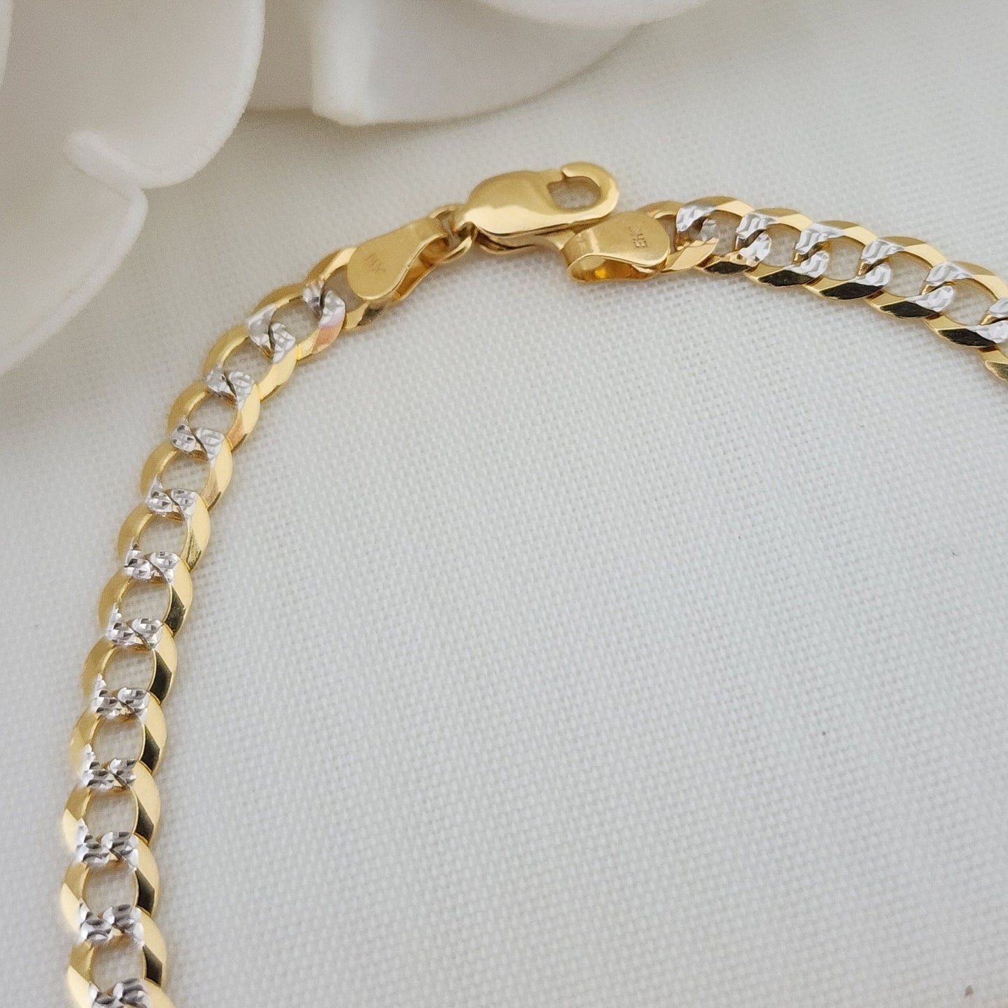 Solid 14k Gold Diamond Cut Curb Cuban Link ID Bracelet - Personalized Bracelet - 7 Inches - 4.9MM - 100% Real Gold