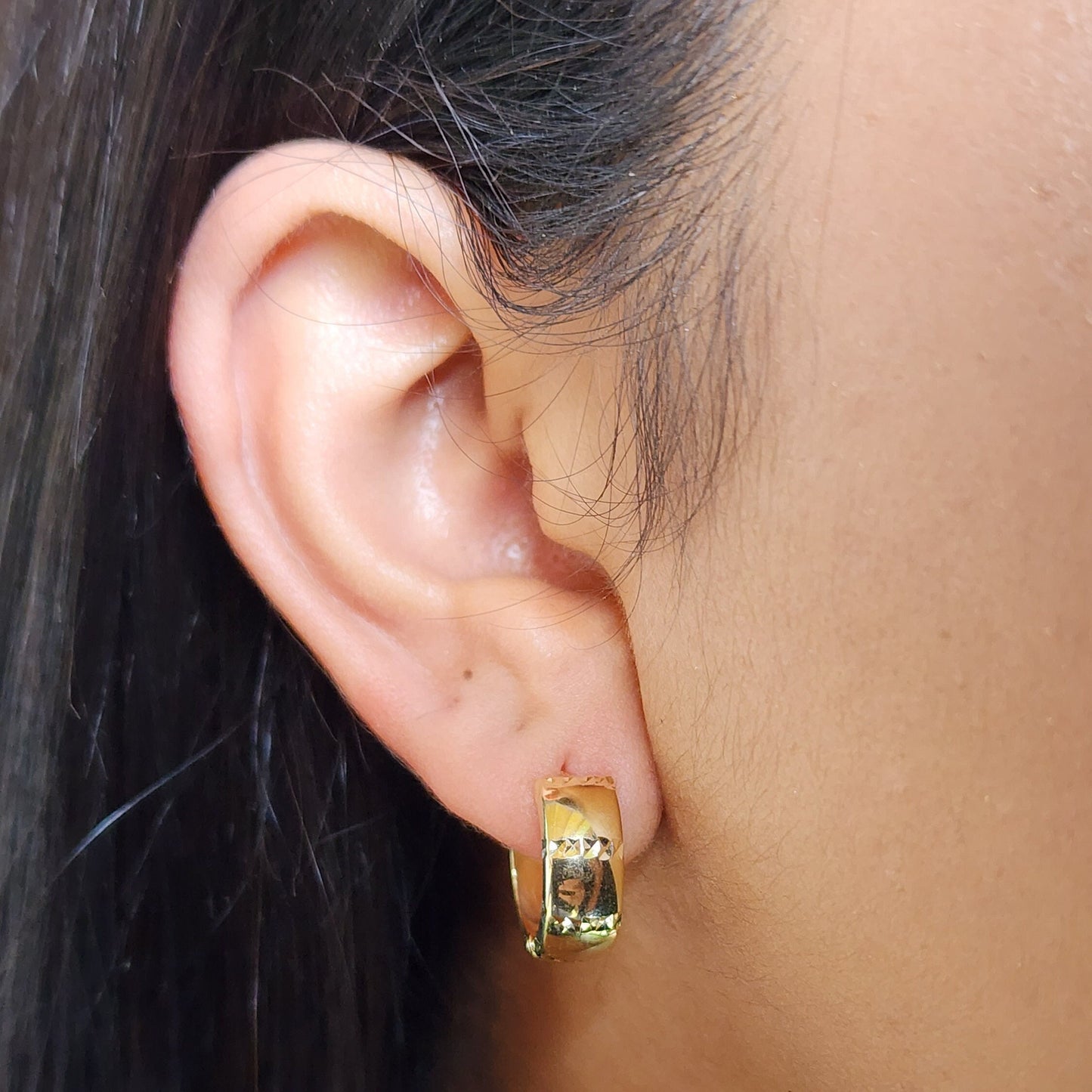 Solid 14k Gold 6mm Thick Huggie Earrings - 17mm - Real Gold- Extra Secure Earrings