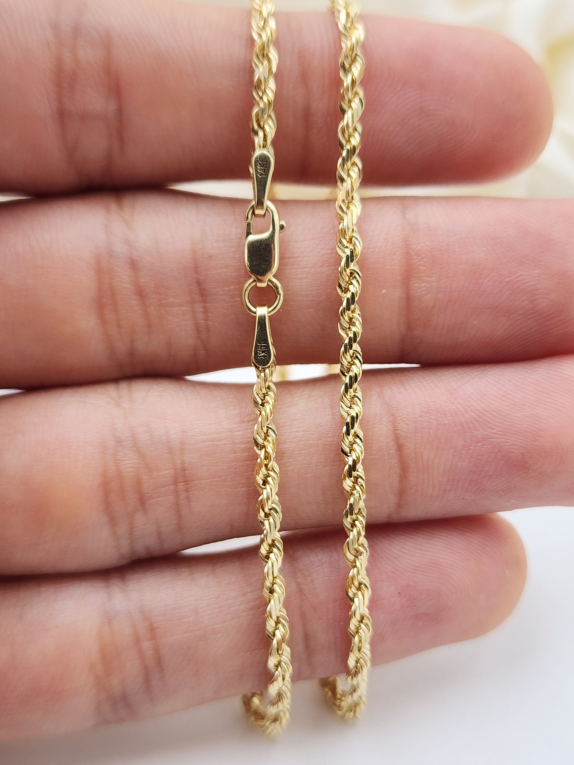 Solid 14k Gold Classic Heavy Rope Chains - Strong Link - 1.5MM, 2MM, 2.5MM, 3MM - 16" to 24" - For Her/For Him - Fine Jewelry