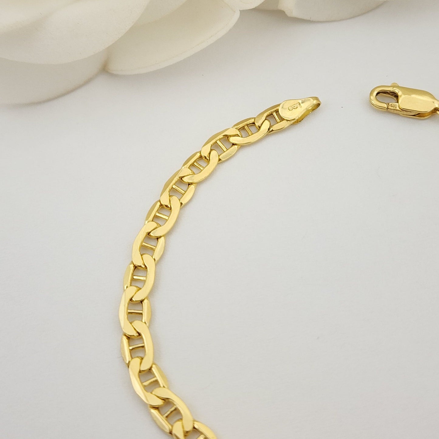 Real 14k Gold Mariner Link Bracelet - Anchor Link - 4.6MM - Perfect Gift - Unisex