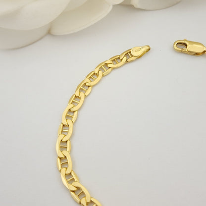 Real 14k Gold Mariner Link Bracelet - Anchor Link - 4.6MM - Perfect Gift - Unisex