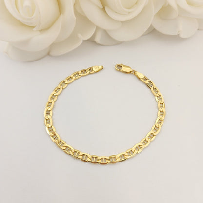 Real 14k Gold Mariner Link Bracelet - Anchor Link - 4.6MM - Perfect Gift - Unisex