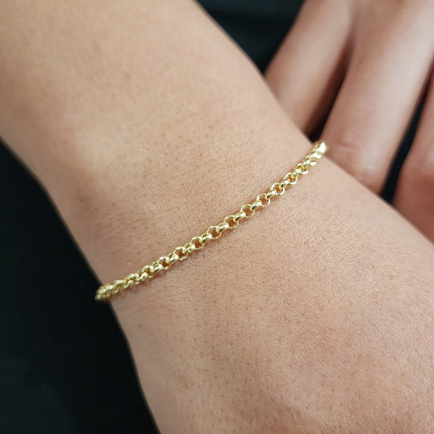 14k Yellow Gold Rolo Bracelet - Made in Italy - 7.5 Inches - 3MM - For Her