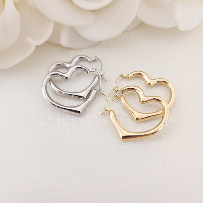 Real 14k Gold Heart Hoop Earrings - 15mm, 20mm, 25mm - For Girls & Women - Perfect For Everyday - Fine Jewelry For her