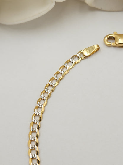 Solid 14k Gold Diamond Cut Cuban Link Bracelet - 7 Inches - 3.2MM - Perfect for kids & women