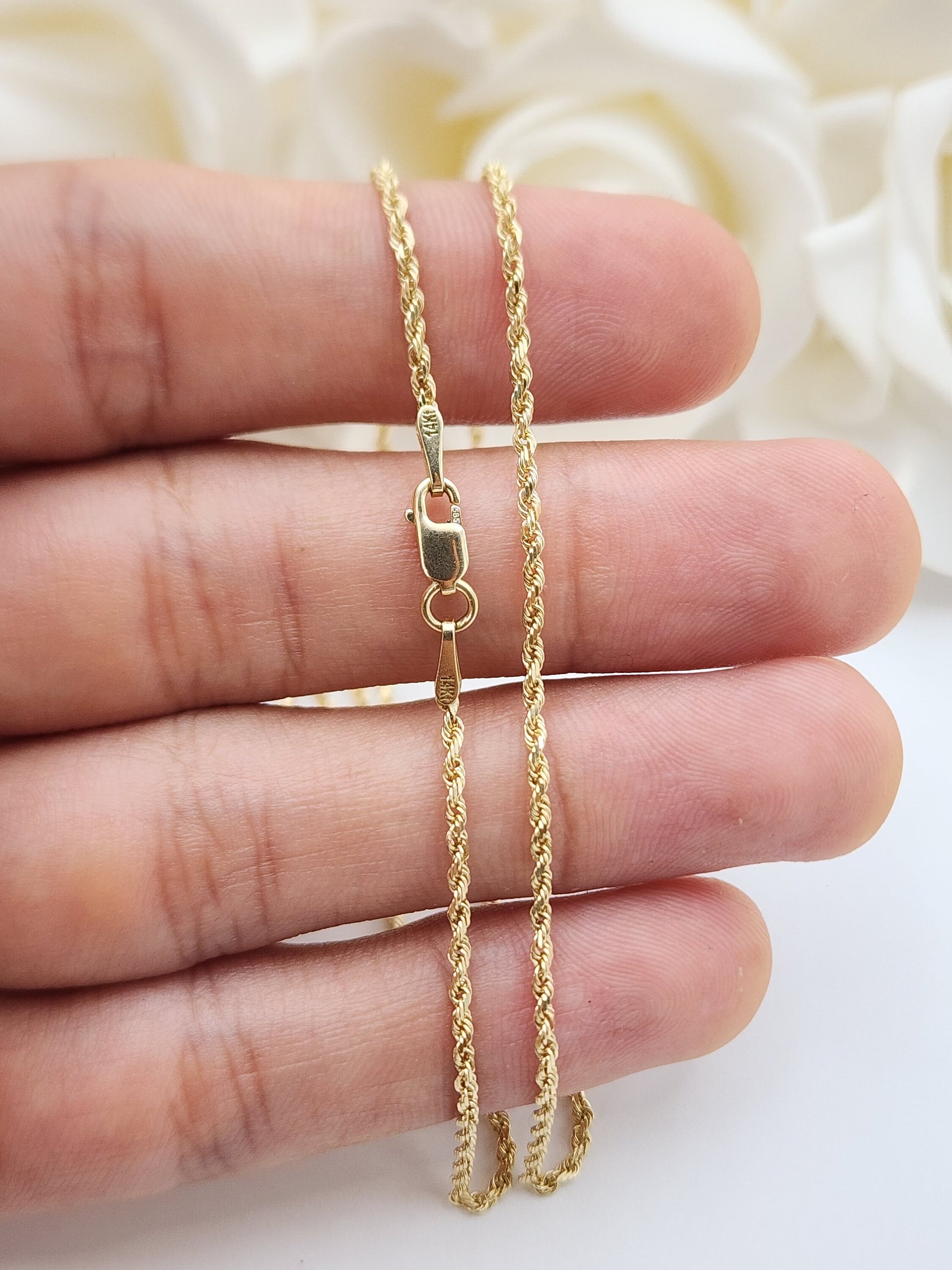 Solid 14k Gold Classic Heavy Rope Chains - Strong Link - 1.5MM, 2MM, 2.5MM, 3MM - 16" to 24" - For Her/For Him - Fine Jewelry