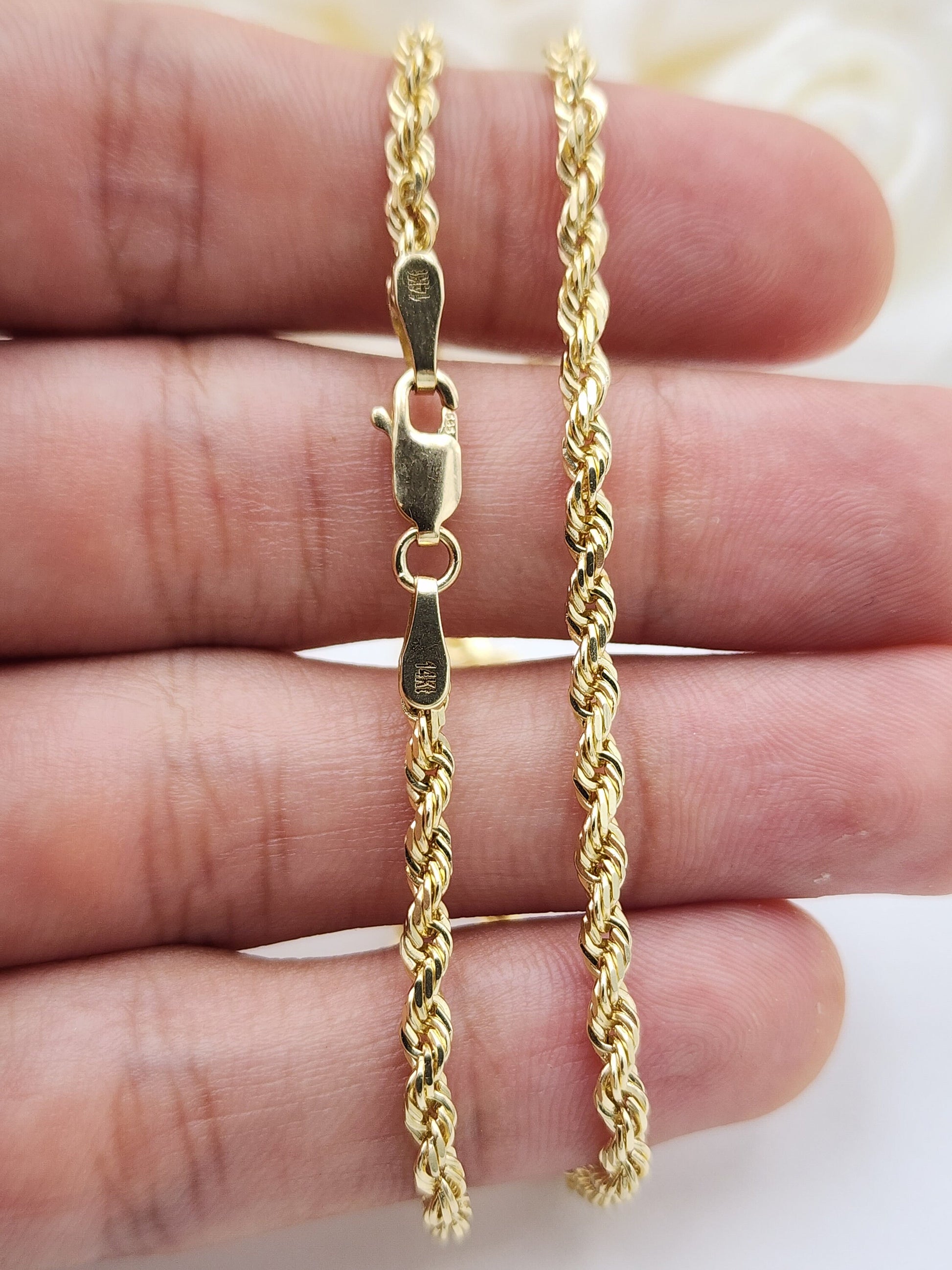 Solid 14k Gold Classic Heavy Rope Chains - Strong Link - 1.5MM, 2MM, 2.5MM, 3MM - 16" to 24" - For Her/For Him - Fine Jewelry