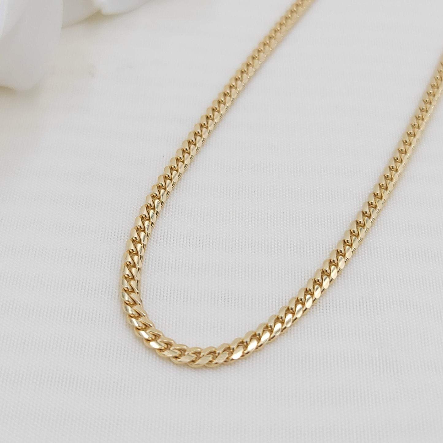 Solid 14k Gold Miami Cuban Chain - 3.3mm - 16", 18", 20", 22", 24", Inches - For Him - For Her